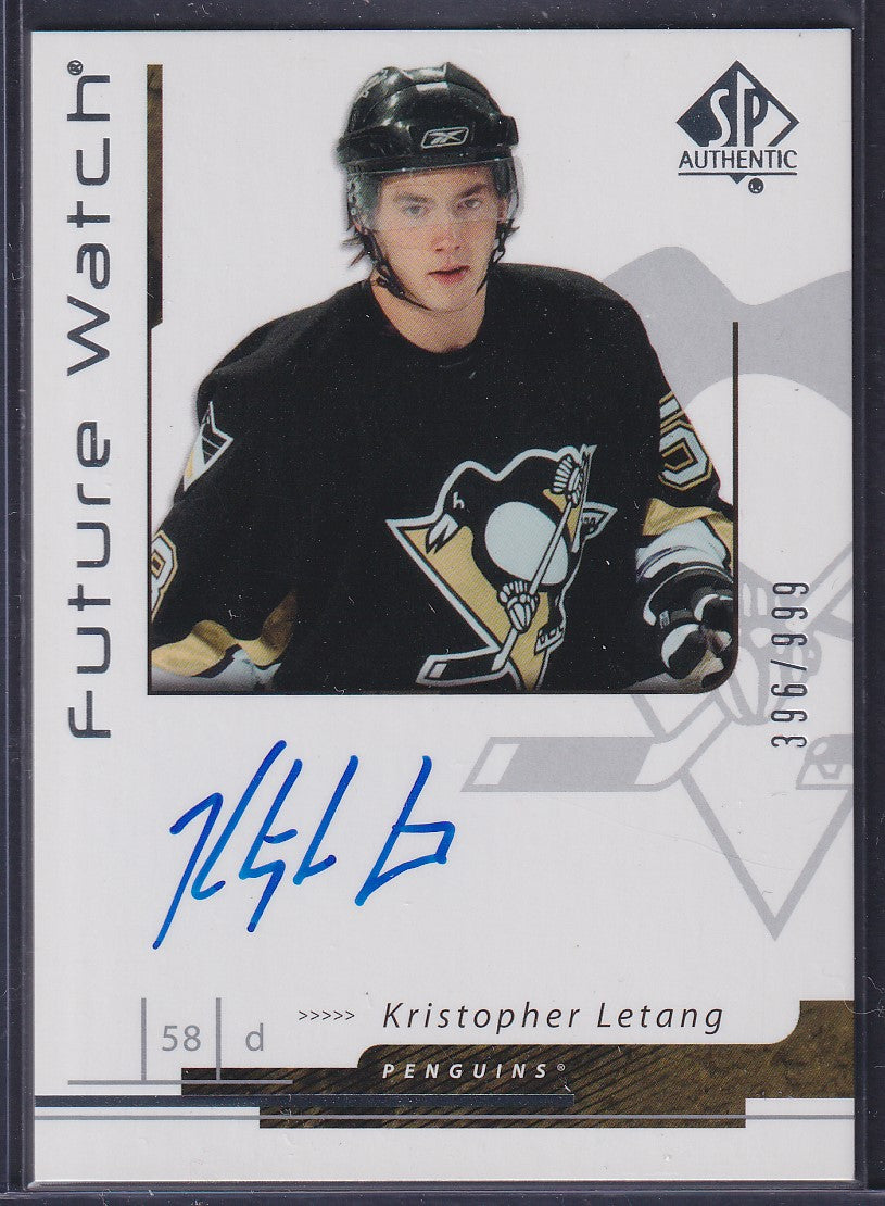 KRISTOPHER LETANG - 2006 SP Authentic Future Watch Auto #200, /999