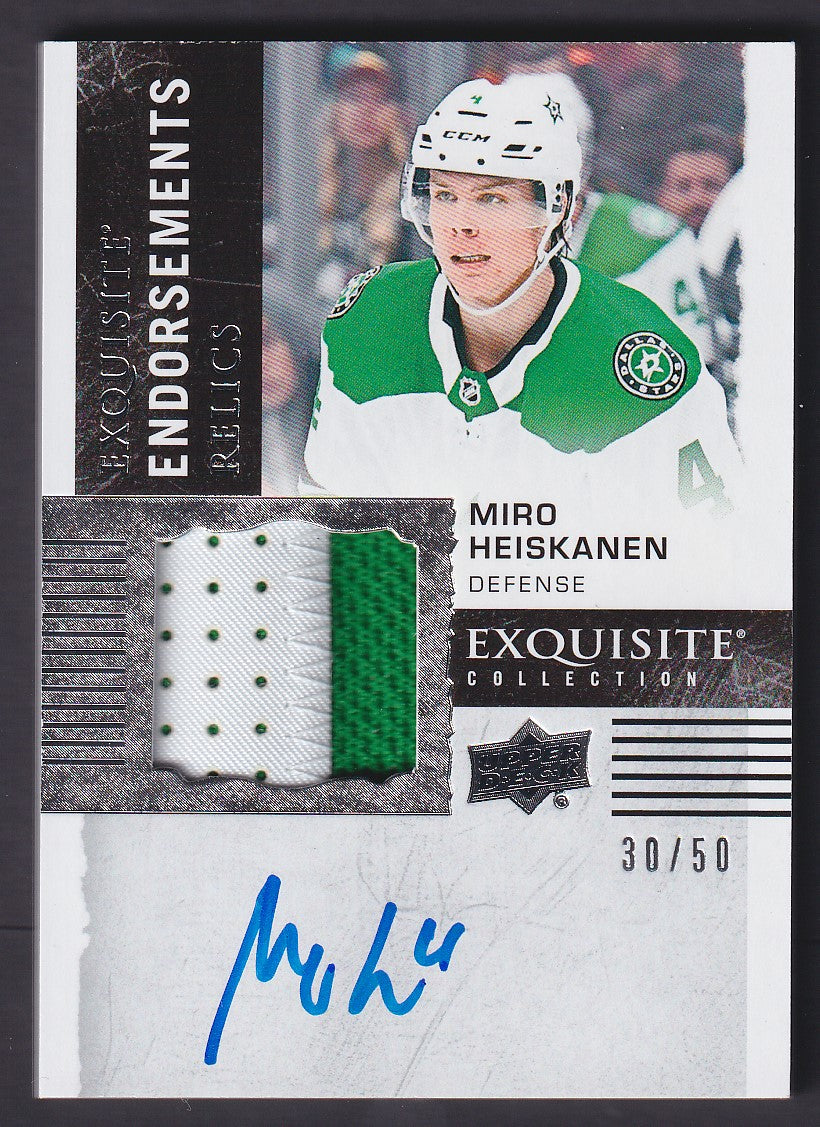 MIRO HEISKANEN - 2018 The Cup Exquisite Endorsements Rookie Auto Patch /50