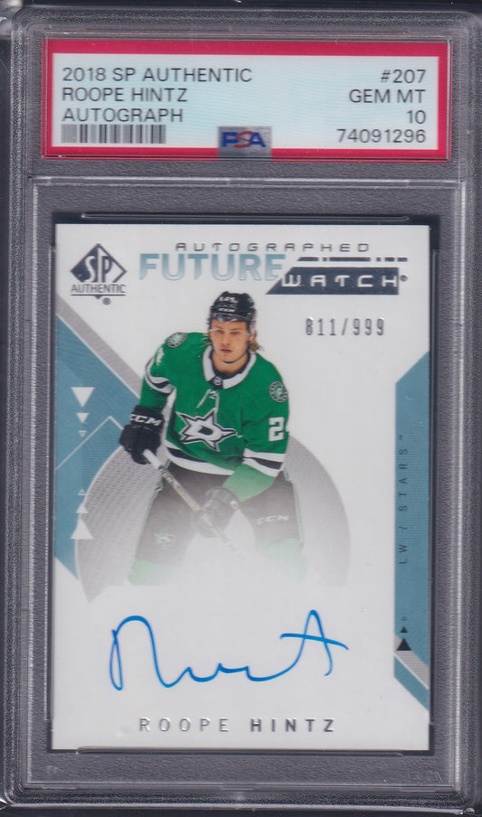 ROOPE HINTZ - 2018 SP Authentic Future Watch Auto #207, /999, PSA 10