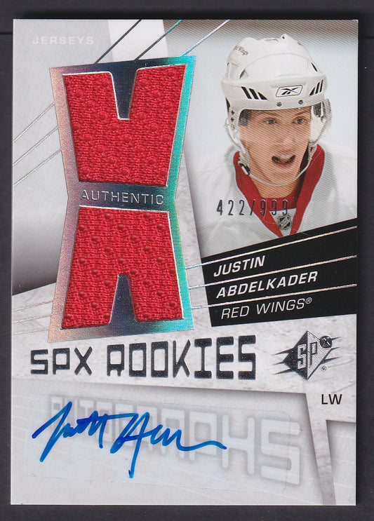 JUSTIN ABDELKADER - 2008 SPx Rookies Auto Patch #165, /999