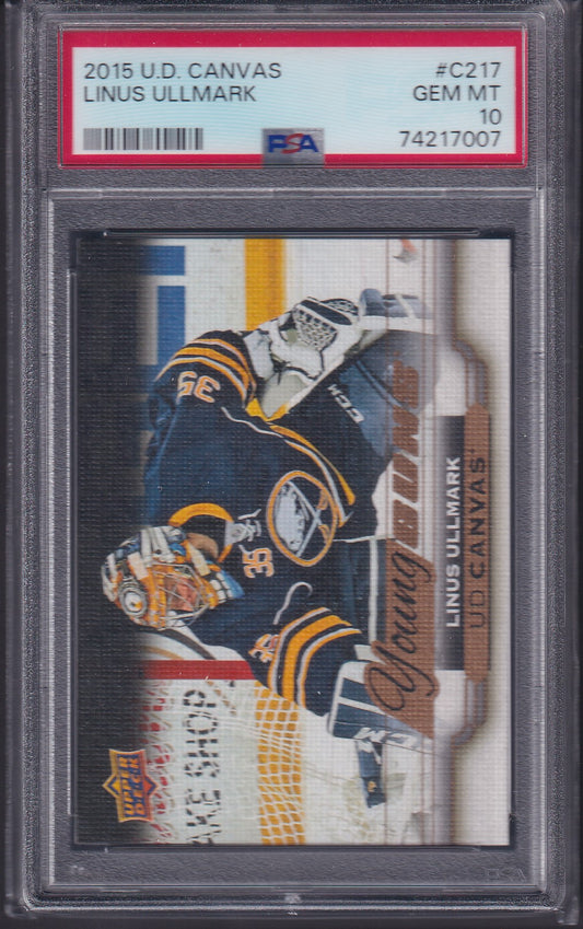 LINUS ULLMARK - 2015 Upper Deck Young Guns Canvas #C217, PSA 10