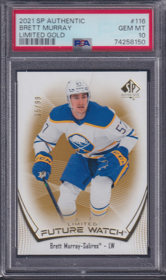 BRETT MURRAY - 2021 SP Authentic Future Watch Limited GOLD #116, /99, PSA 10