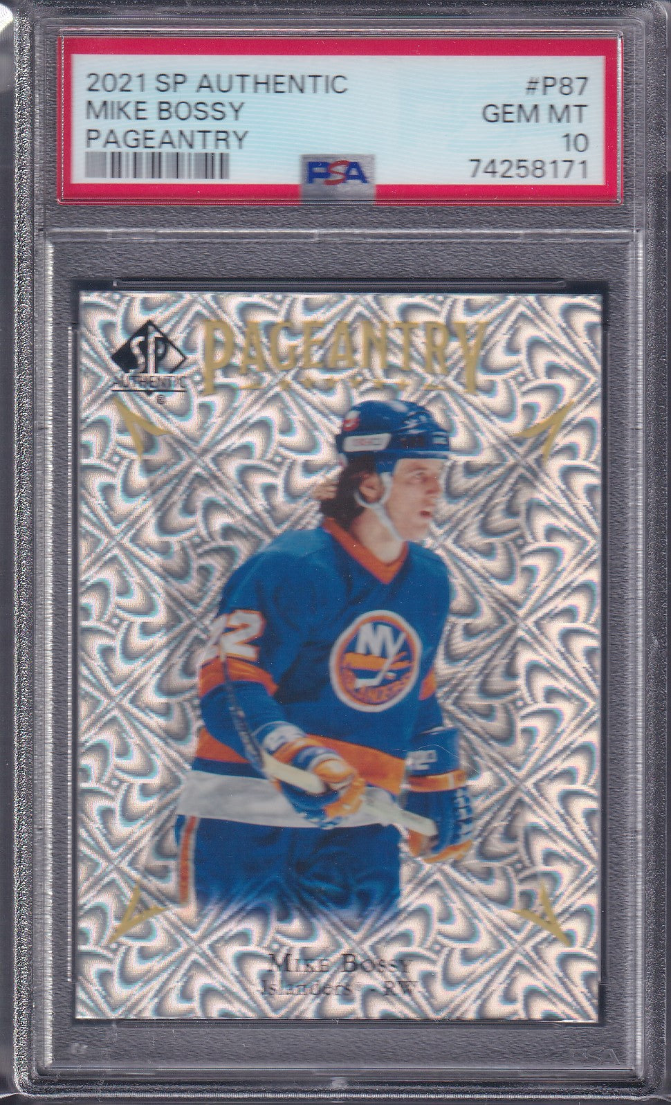 MIKE BOSSY - 2021 SP Authentic Pageantry #P87, PSA 10