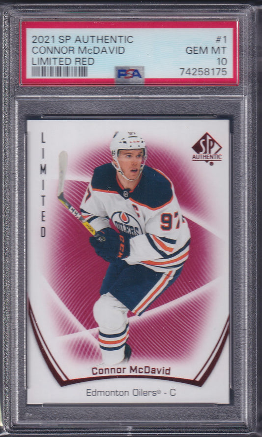 CONNOR MCDAVID - 2021 SP Authentic Limited RED #1, PSA 10