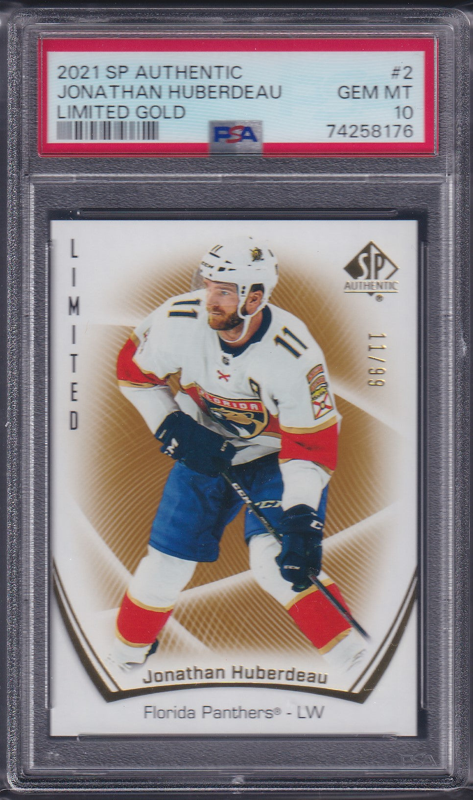 JONATHAN HUBERDEAU - 2021 SP Authentic Limited GOLD #2, /99, PSA 10