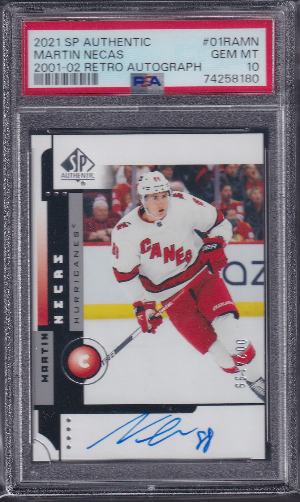 MARTIN NECAS - 2021 SP Authentic 2001 Retro Autograph #01RAMN, /199, PSA 10