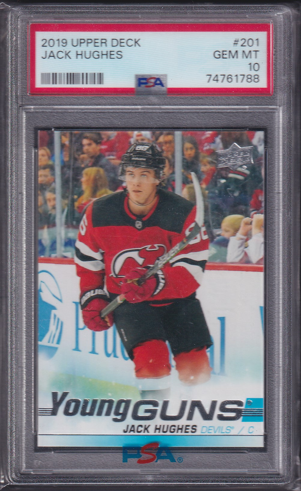 JACK HUGHES - 2019 Upper Deck Young Guns #201, PSA 10