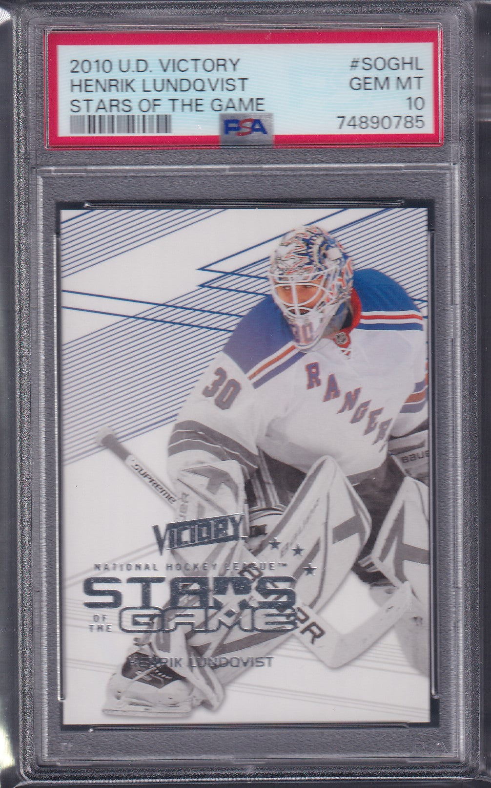 HENRIK LUNDQVIST - 2010 Upper Deck Victory Stars of the Game #SOGHL, PSA 10