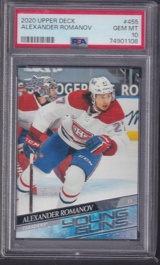 ALEXANDER ROMANOV - 2020 Upper Deck Young Guns #455, PSA 10