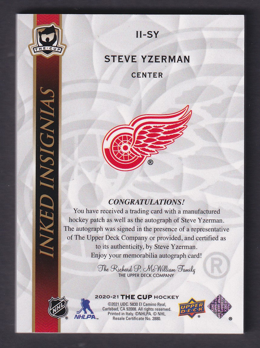 STEVE YZERMAN - 2020 The Cup Inked Insignias Auto #II-SY, /25