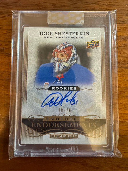 IGOR SHESTERKIN - 2019 UD Clear Cut Embedded Endorsements Auto Rookie /25