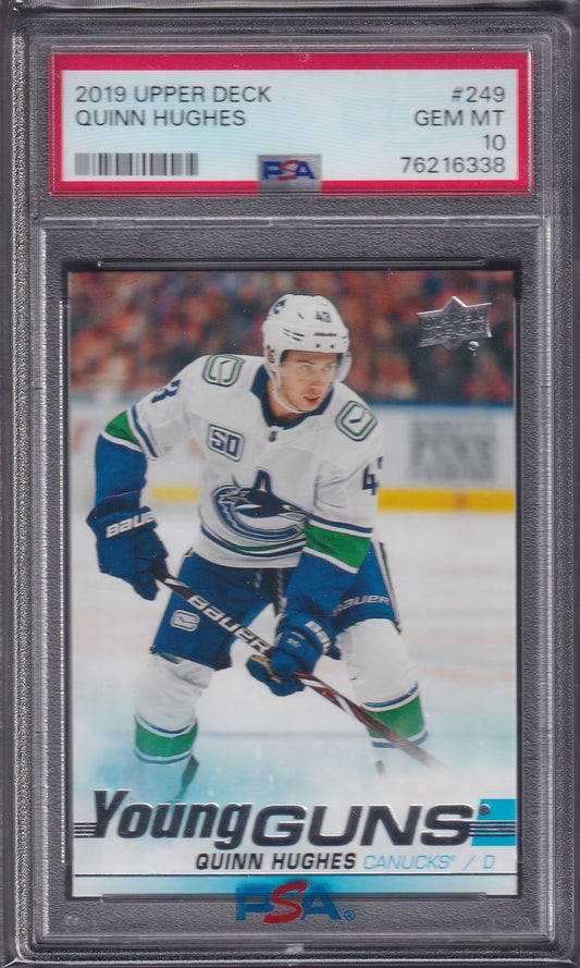 QUINN HUGHES - 2019 Upper Deck Young Guns #249, PSA 10