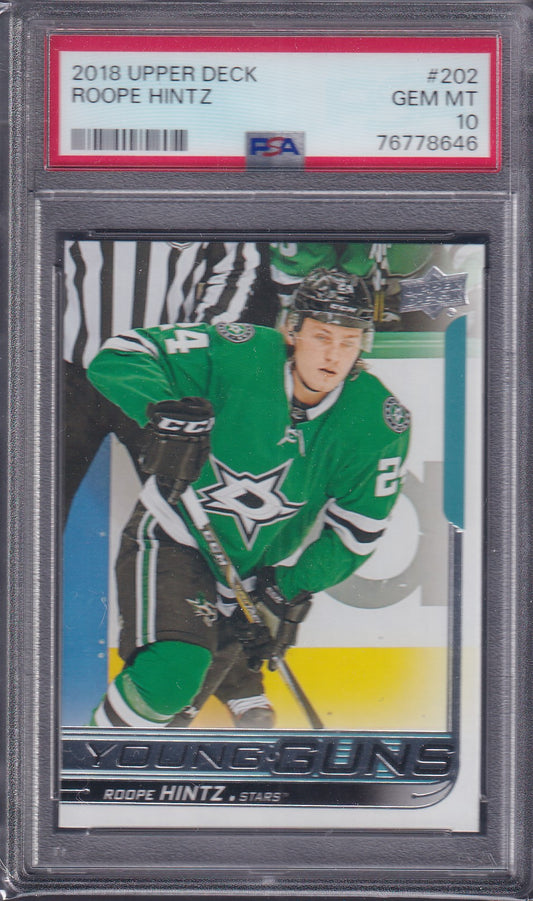 ROOPE HINTZ - 2018 Upper Deck Young Guns #202, PSA 10