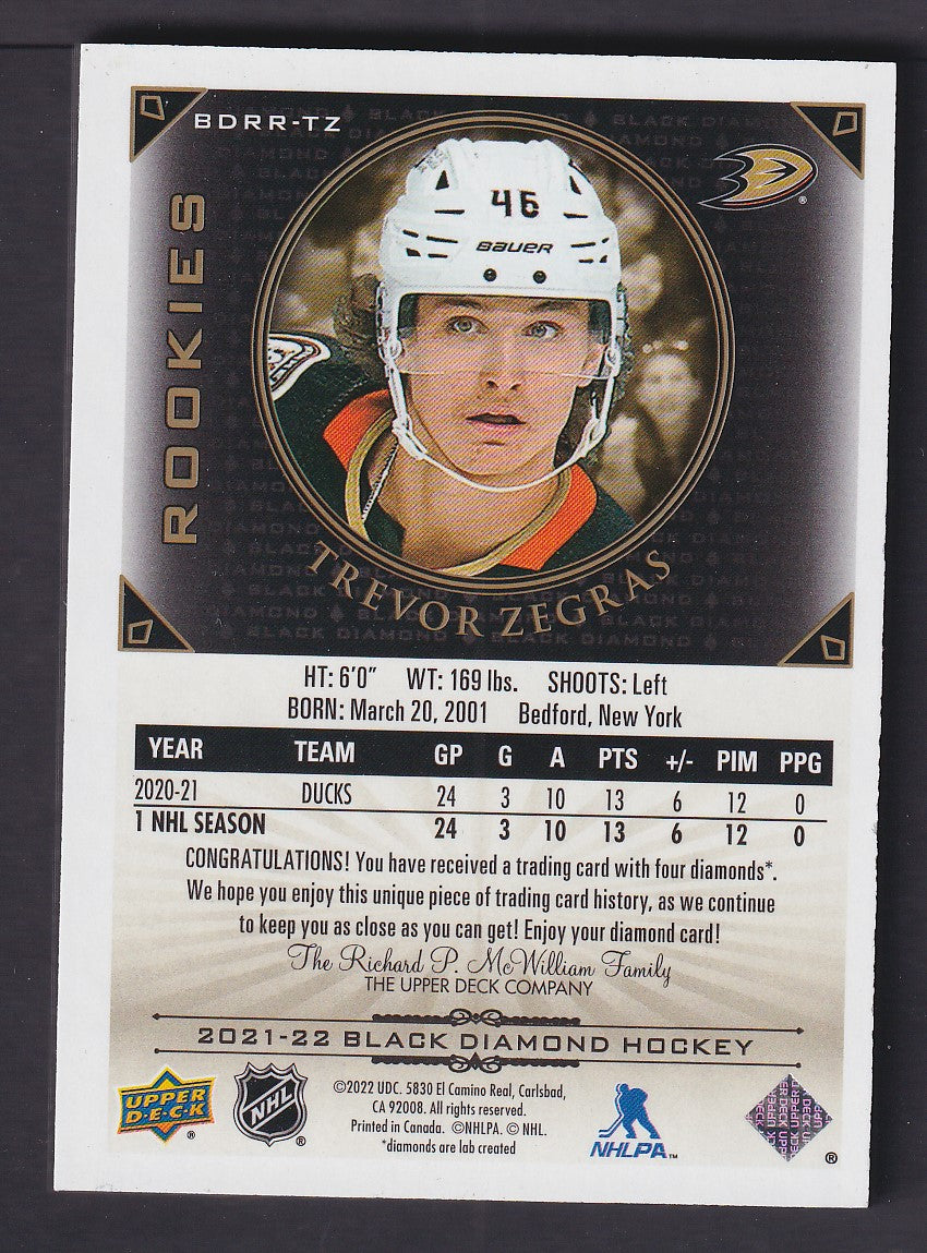 TREVOR ZEGRAS - 2021 UD Black Diamond Relics Rookies #BDRR-TZ, /25