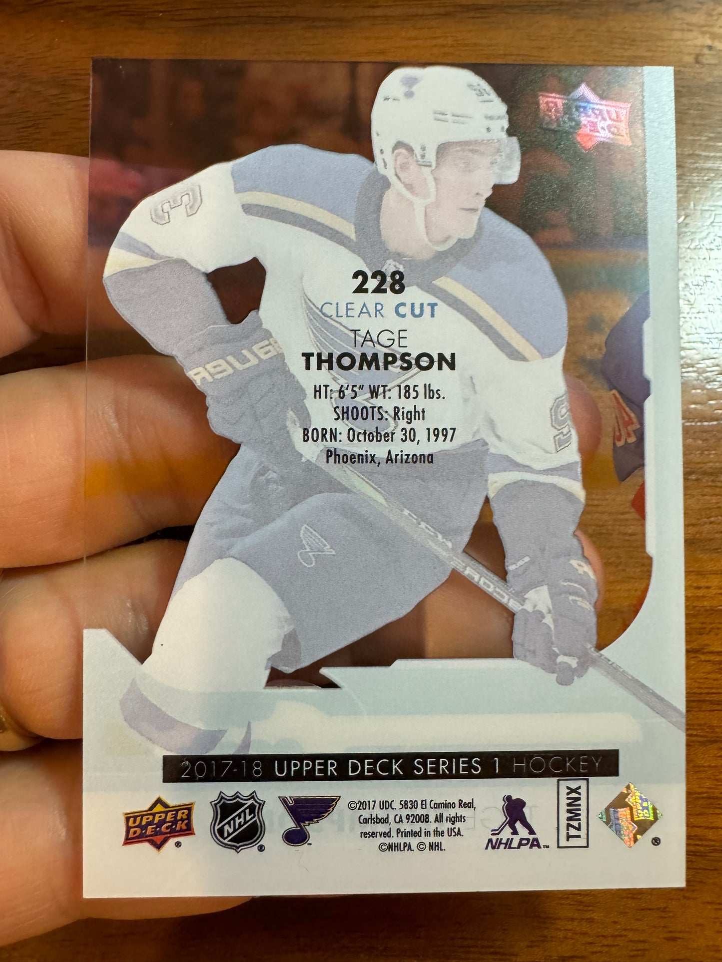 TAGE THOMPSON - 2017 Upper Deck Young Guns CLEAR CUT #228