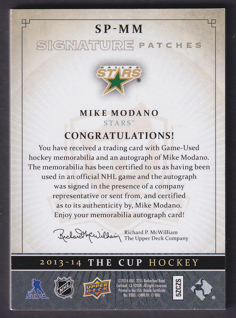 MIKE MODANO - 2013 Cup Signature Patches Auto #SP-MM, /99