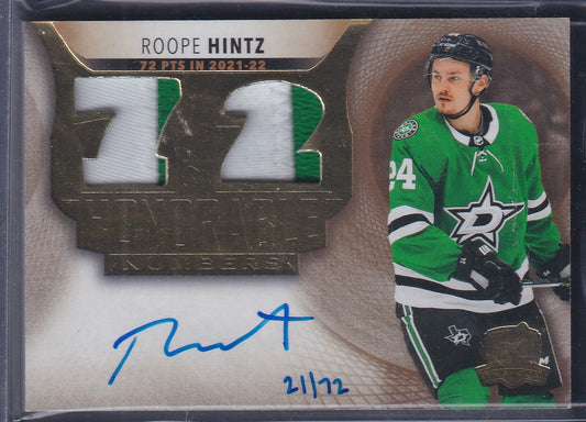 ROOPE HINTZ - 2022 The Cup Honorable Numbers Auto Patch #HR-RH, /72