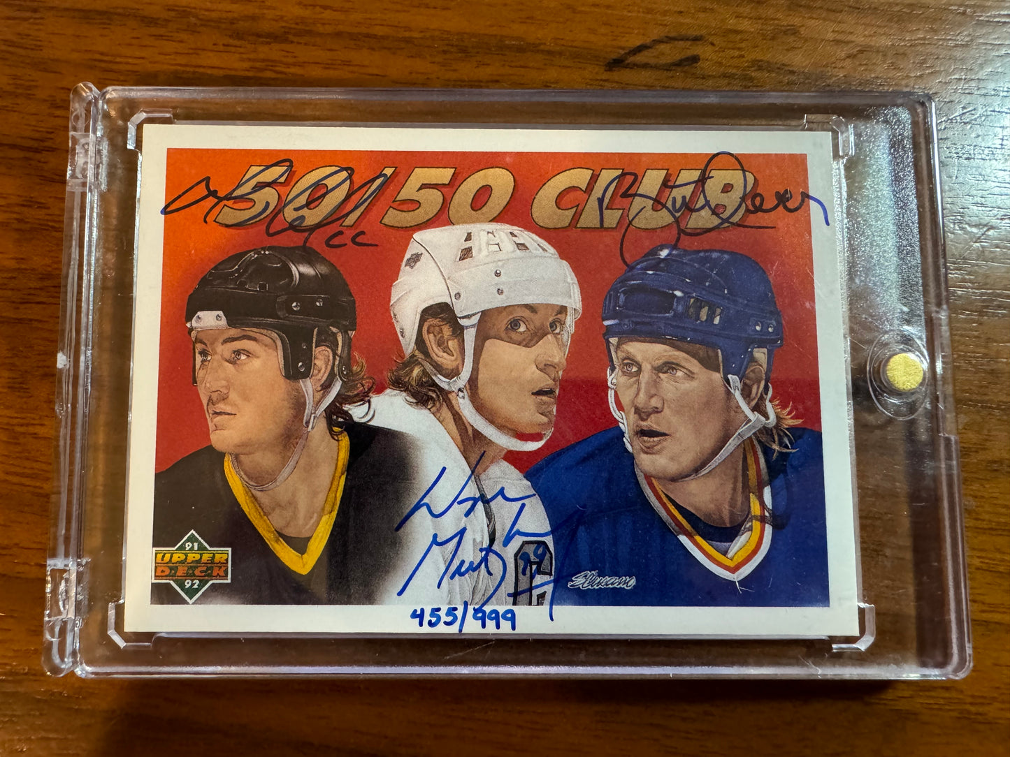 LEMIEUX / GRETZKY / HULL - 1991 Upper Deck 50/50 Club Auto #45, /999