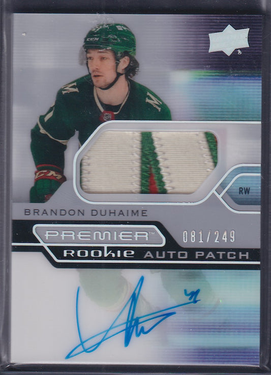 BRANDON DUHAIME - 2021 Upper Deck Premier Rookie Auto Patch #AR-BD, /249