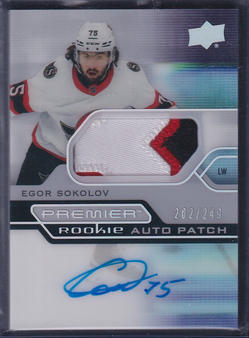 EGOR SOKOLOV - 2021 Upper Deck Premier Rookie Auto Patch #AR-ES, /249