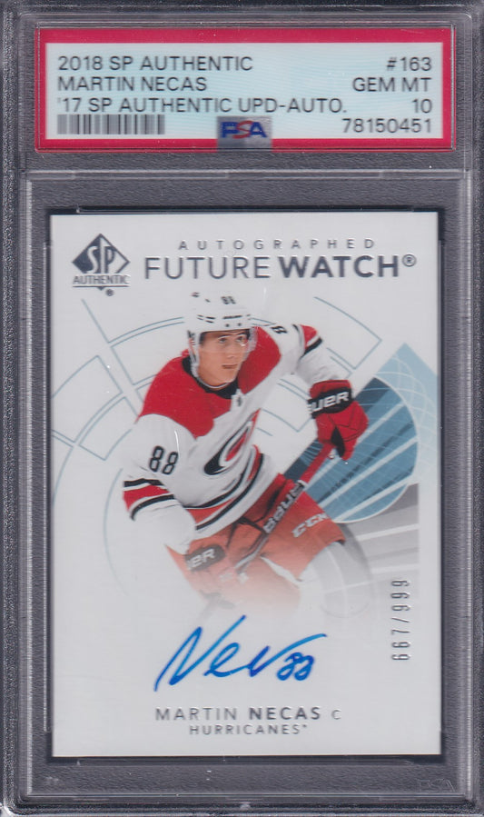 MARTIN NECAS - 2018 SP Authentic Future Watch Auto #163, /999, PSA 10