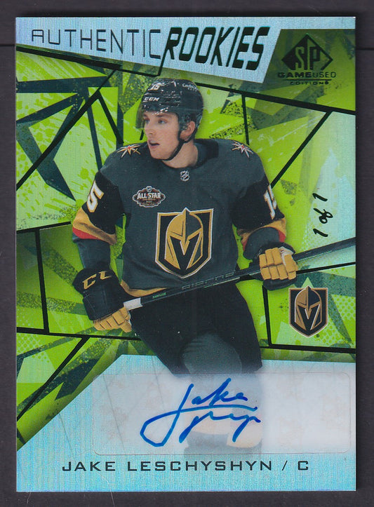 JAKE LESCHYSHYN - 2021 SP Game Used Authentic Rookies Auto #166, 1/1