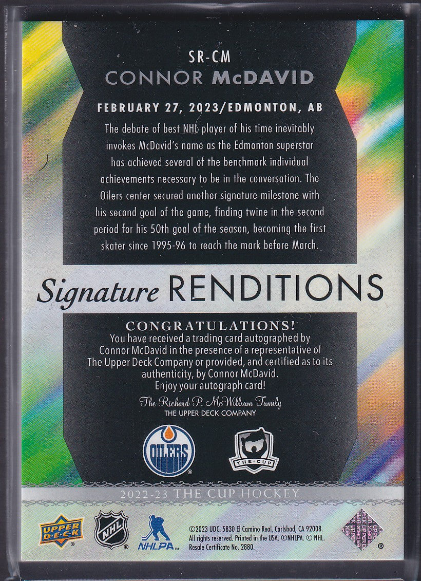 CONNOR MCDAVID - 2022 The Cup Signature Renditions Auto #SR-CM