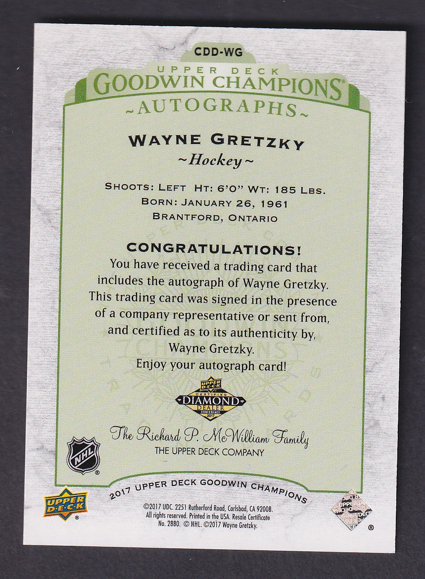 WAYNE GRETZKY - 2017 Upper Deck Goodwin Champions Auto #CDD-WG