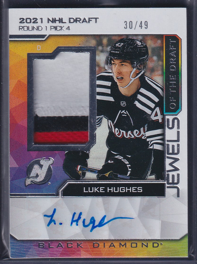 LUKE HUGHES - 2023 UD Black Diamond Jewels of the Draft Auto Patch #JD-LH, /49