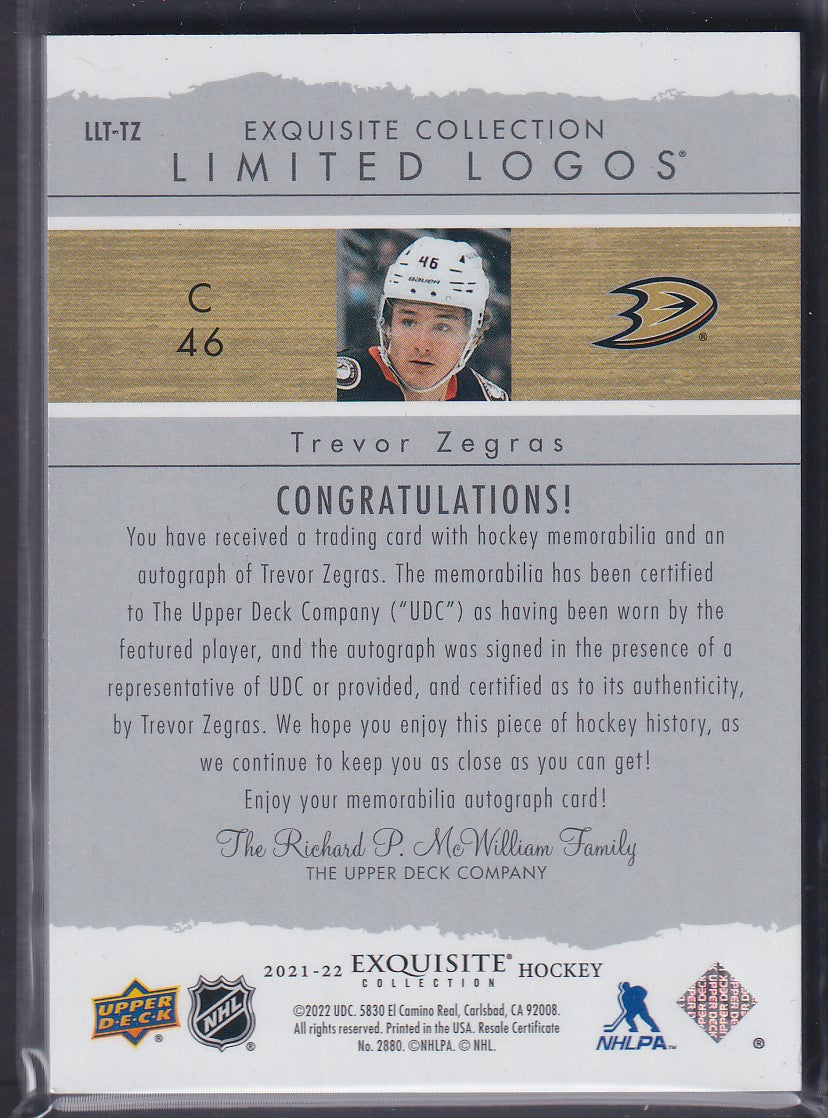 TREVOR ZEGRAS - 2021 Exquisite Limited Logos Auto Patch #LLT-TZ, /50