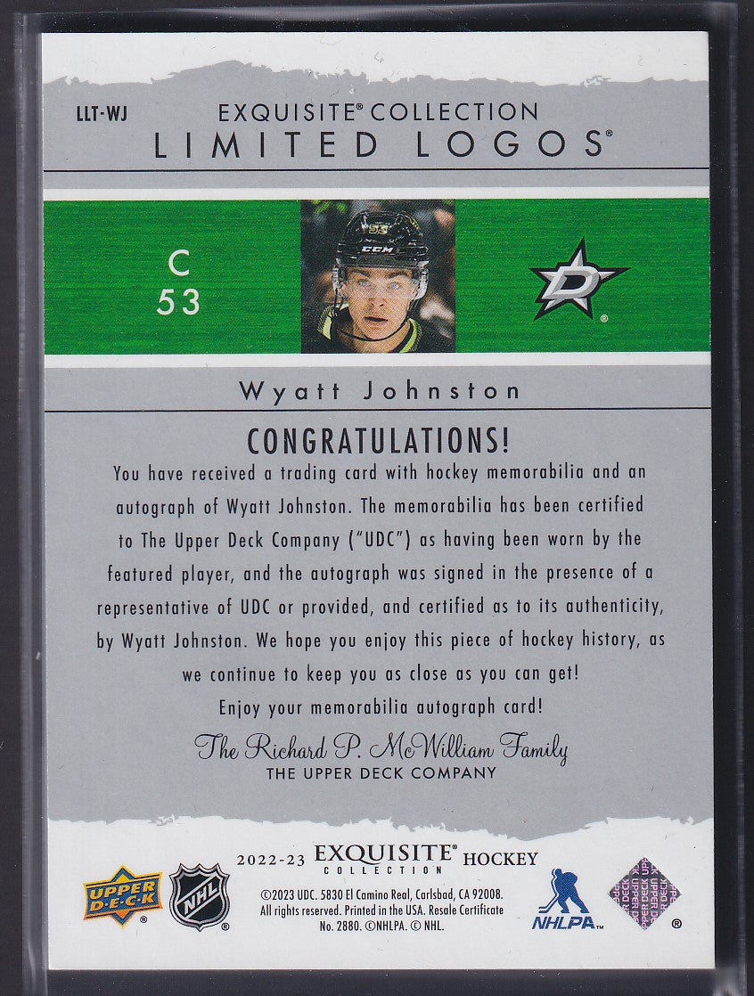 WYATT JOHNSTON - 2022 Exquisite Rookie Limited Logos #LLT-WJ, /50