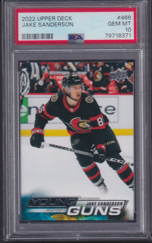 JAKE SANDERSON - 2022 Upper Deck Young Guns #466, PSA 10