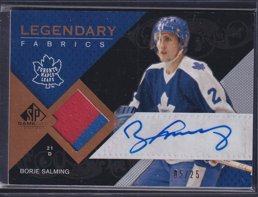 BORJE SALMING - 2007 SP Game Used Legendary Fabrics Auto Patch #LAF-SA, /25