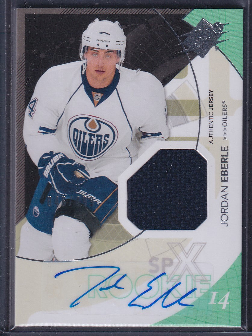 JORDAN EBERLE - 2010 Upper Deck SPx Rookie Patch Auto #195, /499