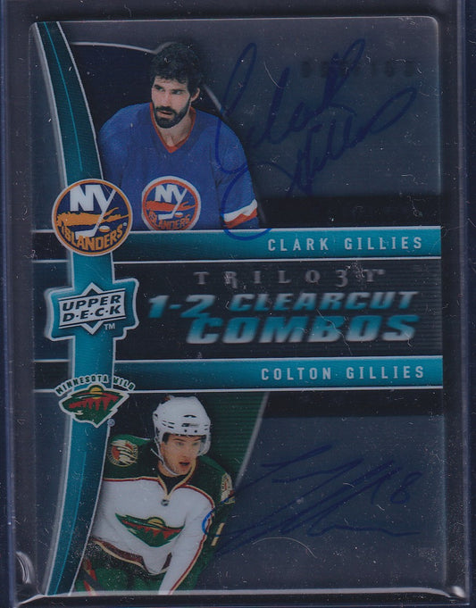 CLARK & COLTON GILLIES - 2009 UD Trilogy Clearcut Combos Auto #CC2-GG, /100