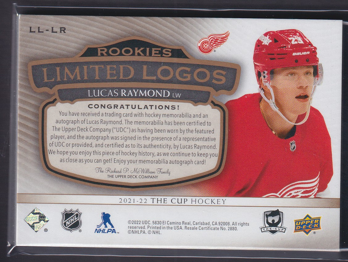 LUCAS RAYMOND - 2021 The Cup Limited Logos Rookies Auto Patch #LL-LR, /50