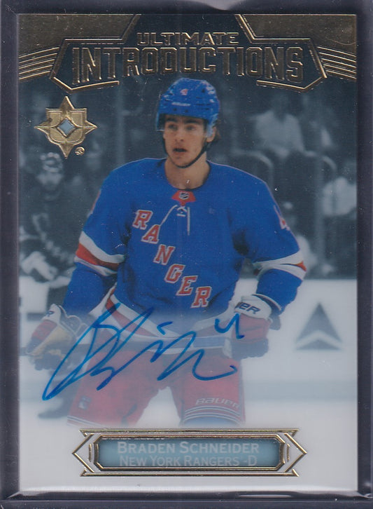 BRADEN SCHNEIDER - 2022 UD Ultimate Introductions Rookie Auto #UI-72