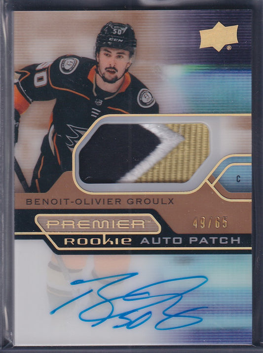 BENOIT-OLIVIER GROULX - 2021 Upper Deck Premier Rookie Auto Patch #AR-BG, /65