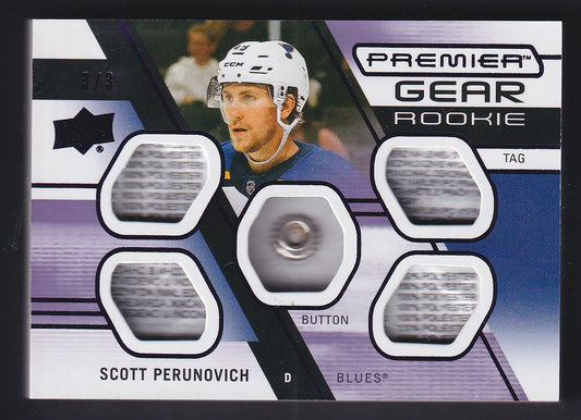 SCOTT PERUNOVICH - 2021 Upper Deck Premier Gear Rookie Tag Button #PGR-SP, /3