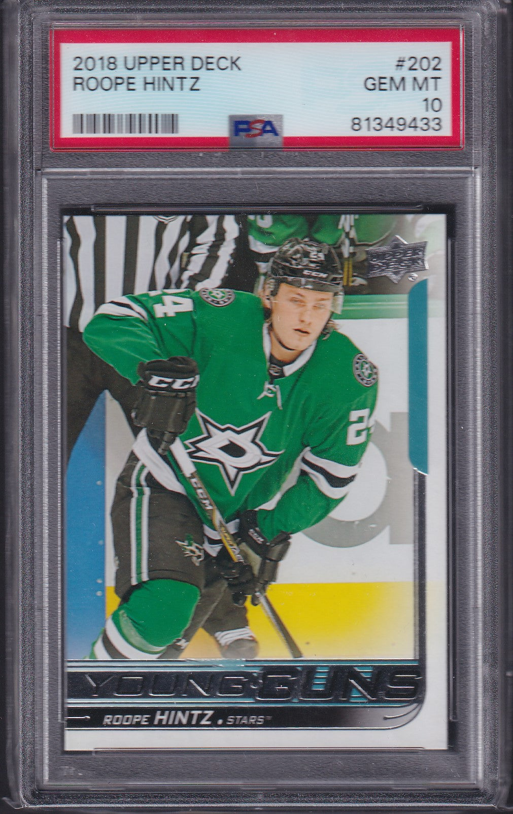 ROOPE HINTZ - 2018 Upper Deck Young Guns #202, PSA 10