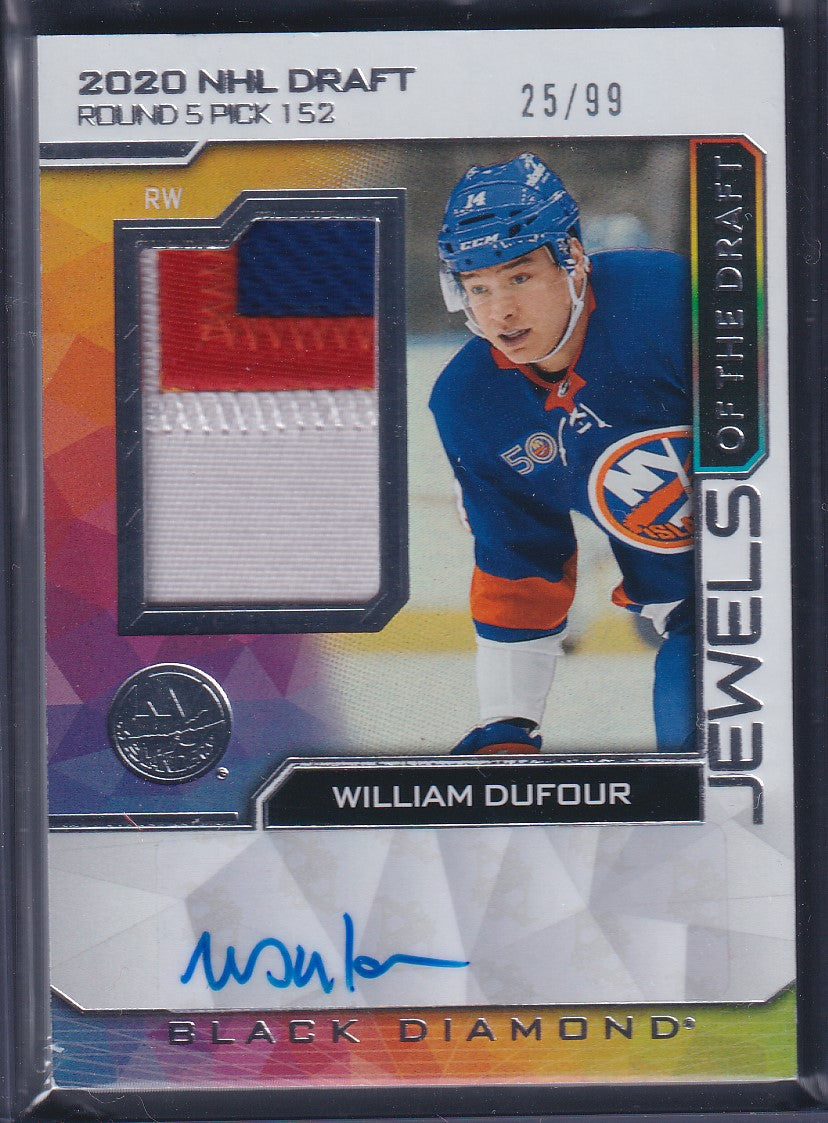 WILLIAM DUFOUR - 2023 UD Black Diamond Jewels of the Draft Rookie Auto Patch /99