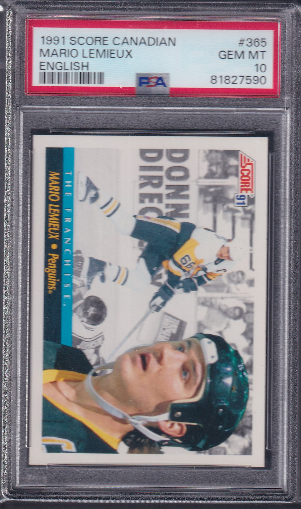 MARIO LEMIEUX - 1991 Score Canadian English #365, PSA 10