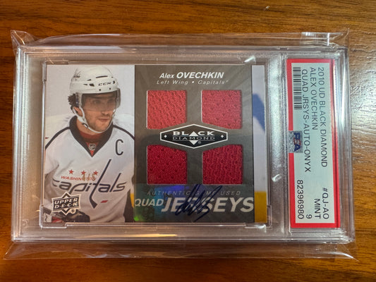 ALEX OVECHKIN - 2010 Black Diamond Quad Jersey Auto Patch ONYX #QJ-AO, /5, PSA 9