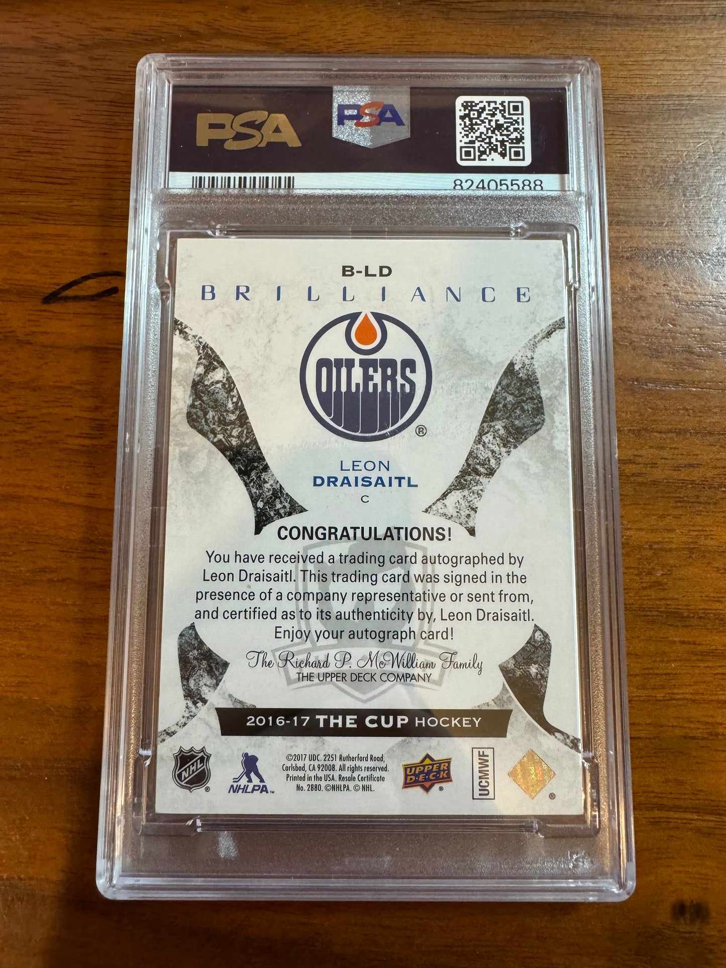 LEON DRAISAITL - 2016 The Cup Brilliance Auto #B-LD, PSA 7