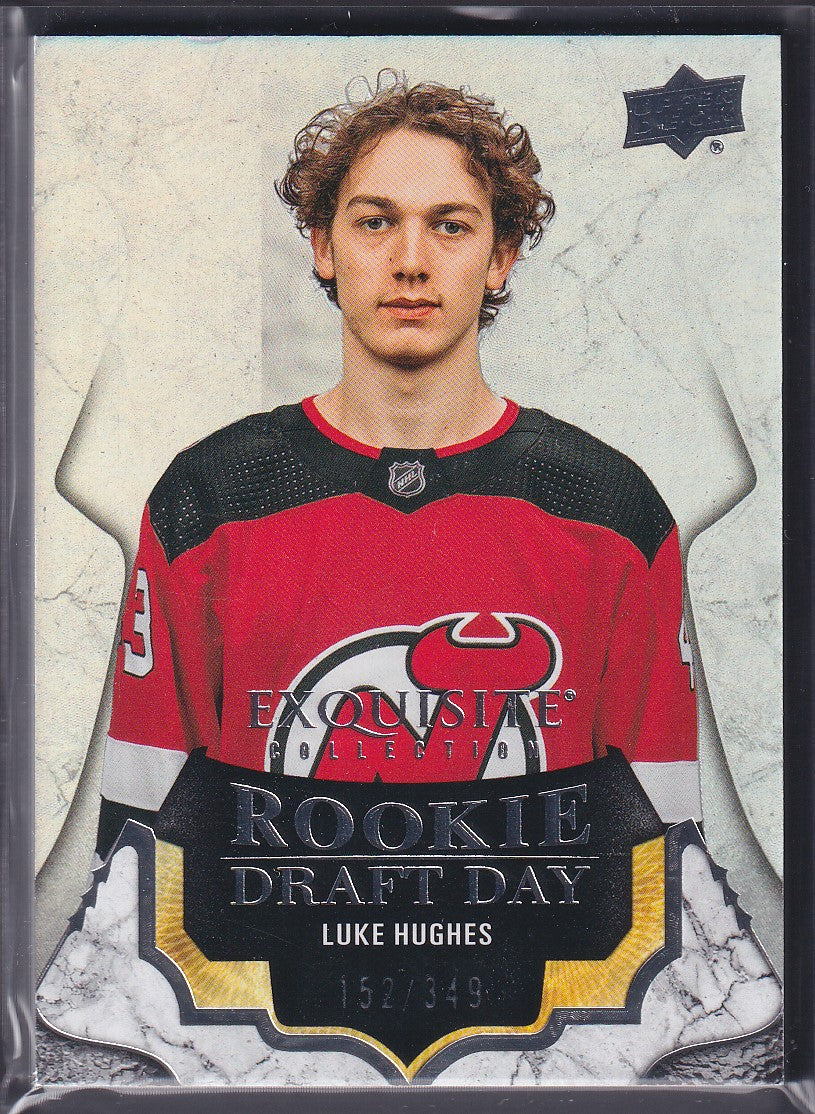 LUKE HUGHES - 2023 UD Exquisite Rookie Draft Day #RDD-LH, /349