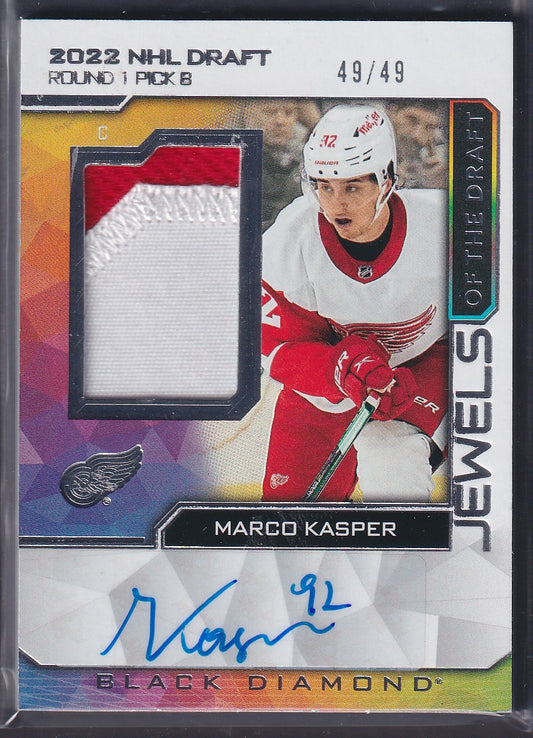 MARCO KASPER - 2023 UD Black Diamond Rookie Jewels of the Draft Auto Patch /49