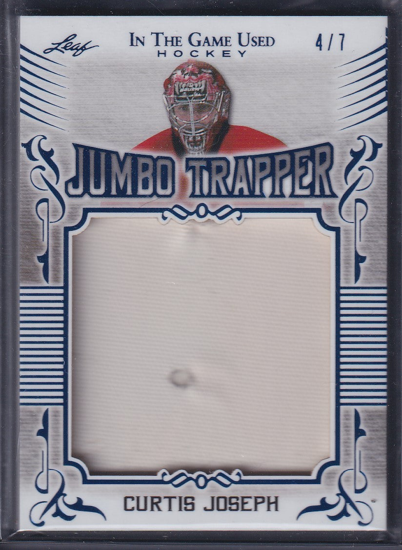 CURTIS JOSEPH - 2020 Leaf In the Game Used Jumbo Trapper #JM-13, /7