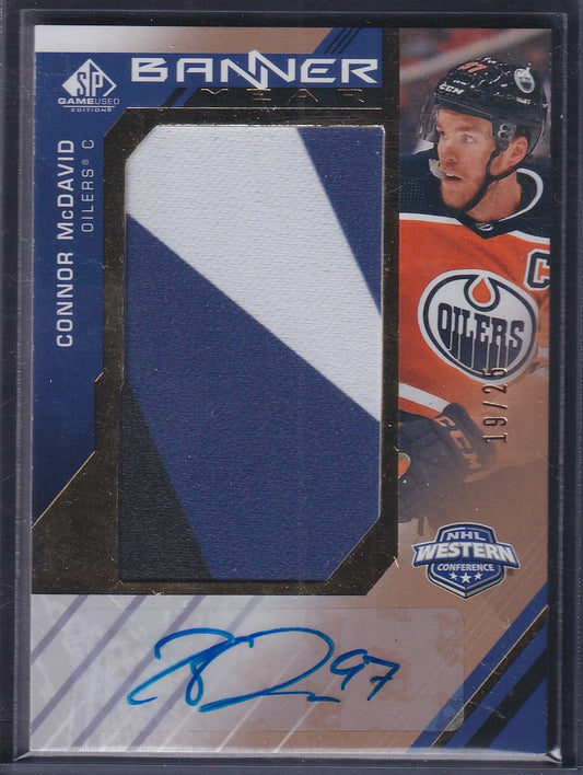 CONNOR MCDAVID - 2021 SP Game Used Banner Year Auto #BYW-CM, /25