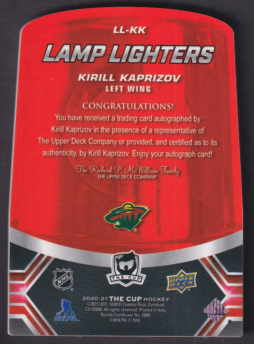 KIRILL KAPRIZOV - 2020 The Cup Lamp Lighters Rookie Auto #LL-KK, SSP