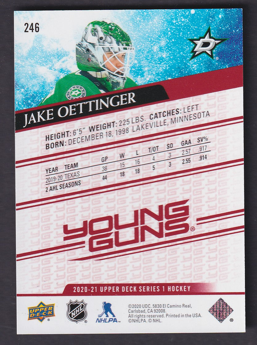 JAKE OETTINGER - 2020 Upper Deck Young Guns EXCLUSIVES #246, /100